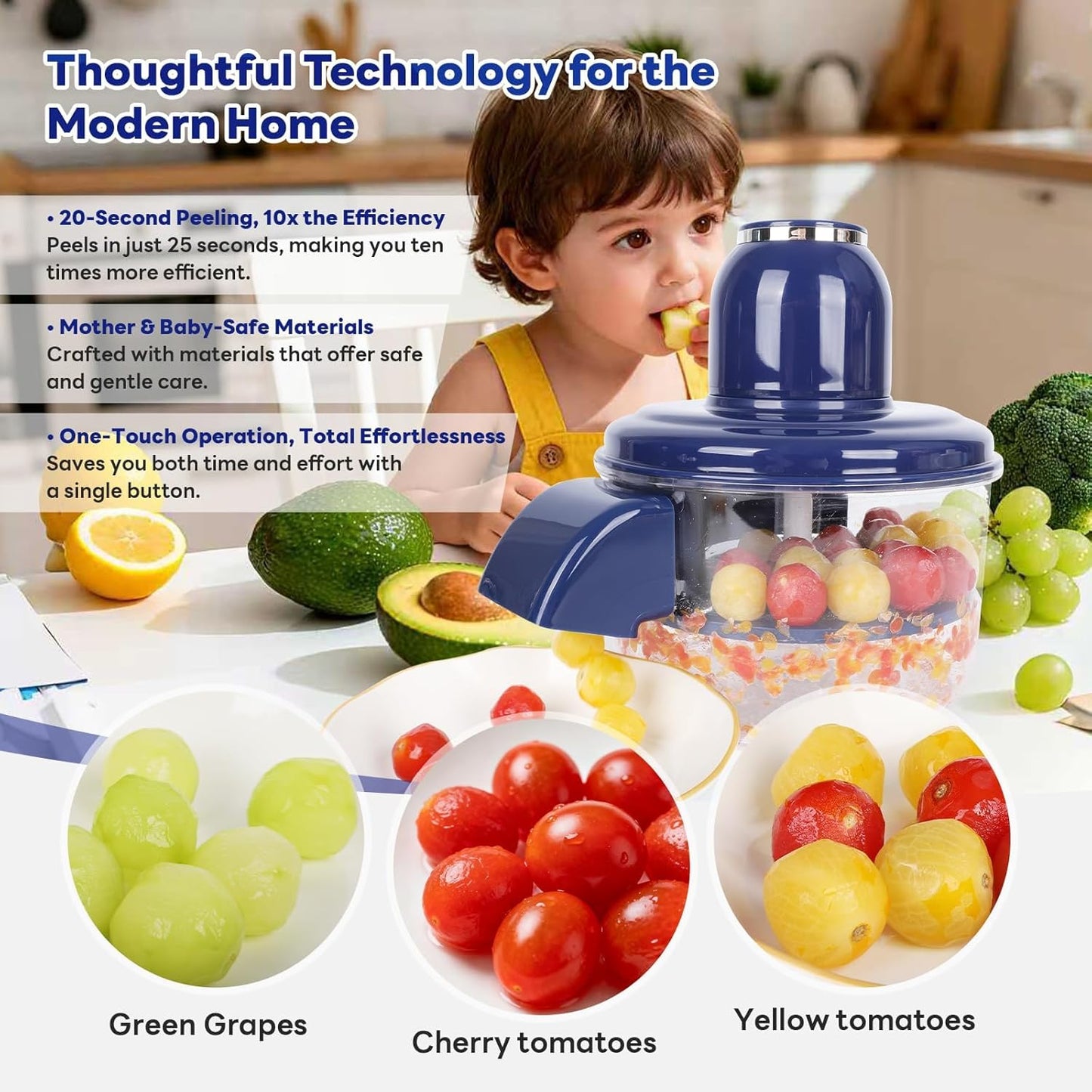 Automatic Electric Fruit Peeler for Grapes, Garlic & Tomatoes
