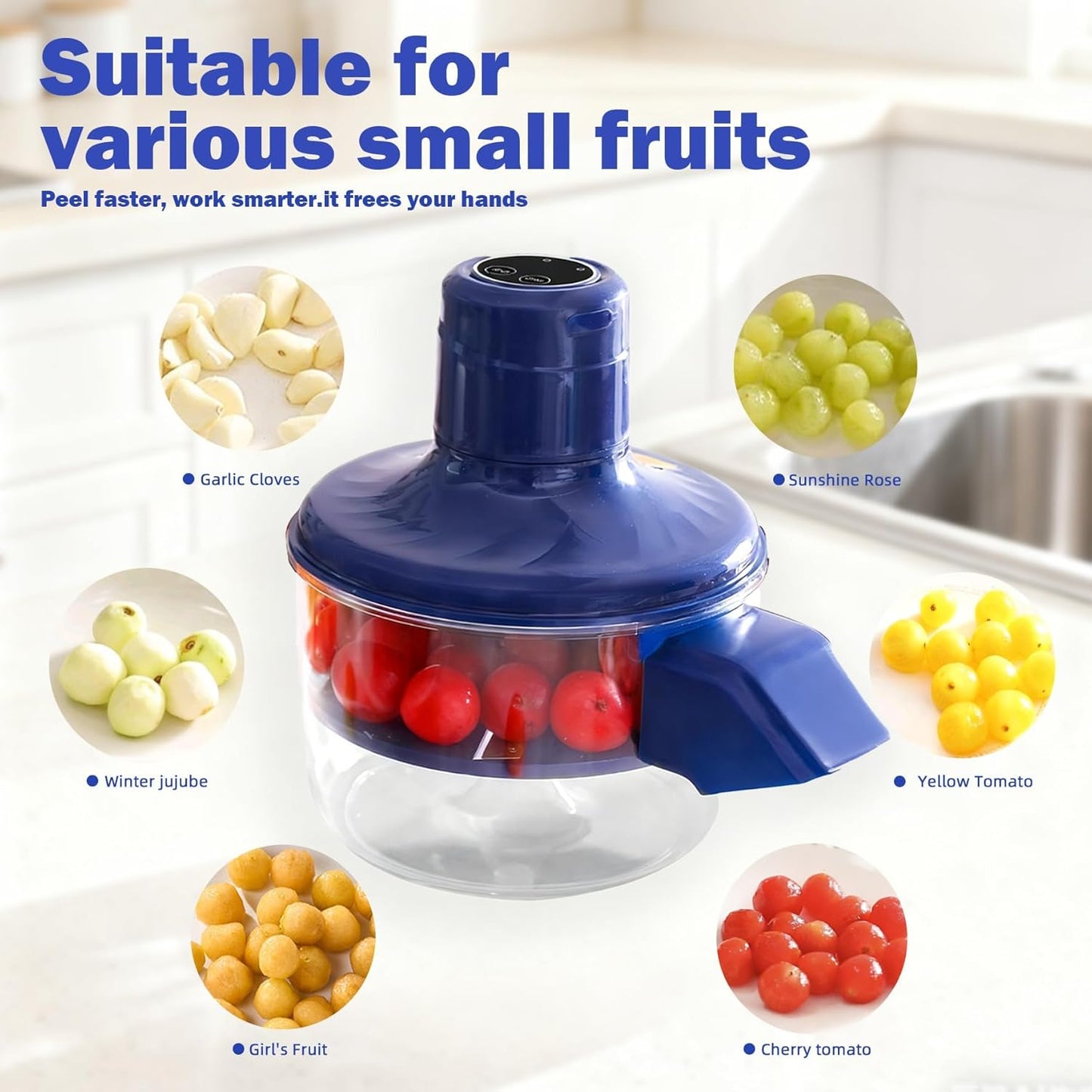 Automatic Electric Fruit Peeler for Grapes, Garlic & Tomatoes