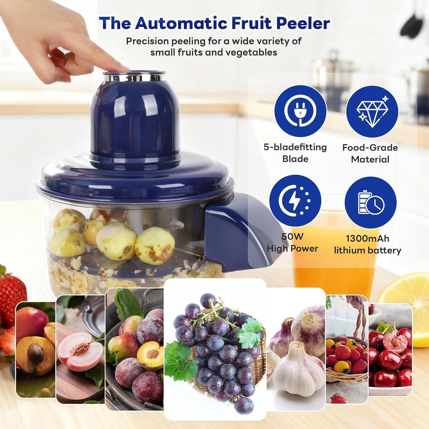 Automatic Electric Fruit Peeler for Grapes, Garlic & Tomatoes