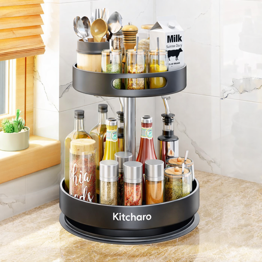 Kitcharo 2-Tier 360° Rotating Kitchen Organizer | Spice & Storage Rack